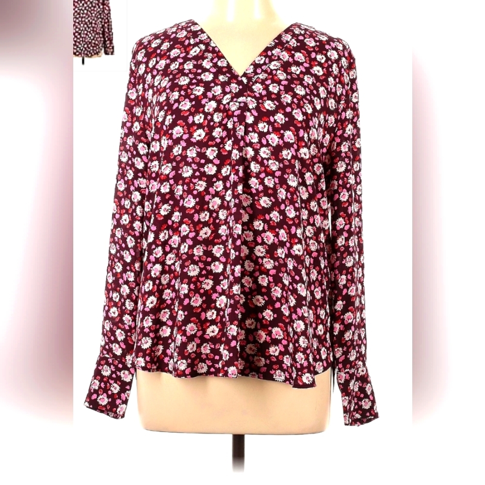 NWT Ann Taylor Floral Pleat Front Top